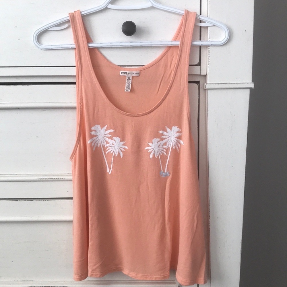 PINK Victoria’s Secret Super Soft Palm Tree Tank. Size Small. EUC